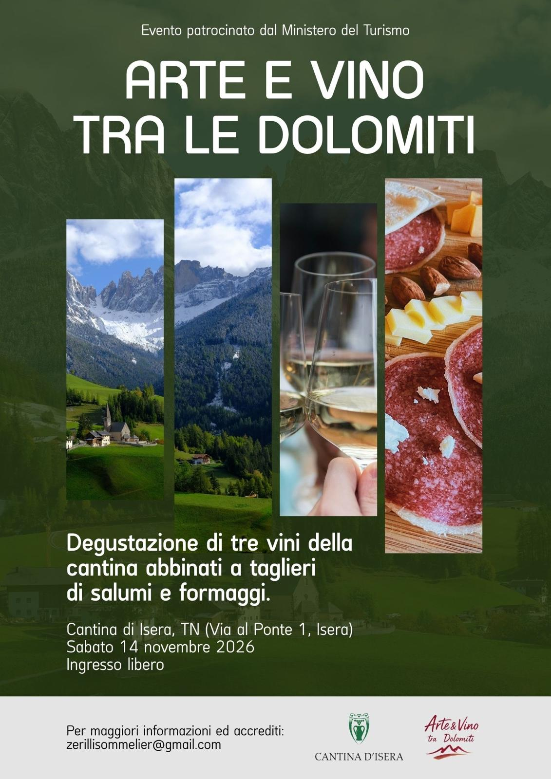 Locandina Arte e Vino tra le Dolomiti